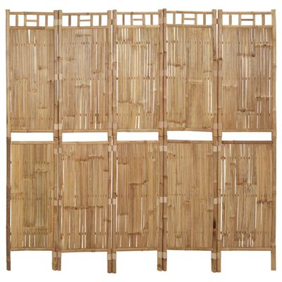 vidaXL 5dílný paraván bambus 200 x 180 cm