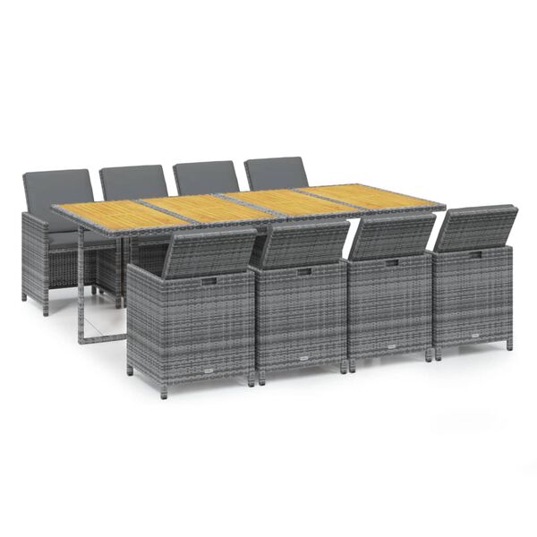 vidaXL 9d&iacute;ln&yacute; zahradn&iacute; j&iacute;deln&iacute; set s podu&scaron;kami polyratan &scaron;ed&yacute;