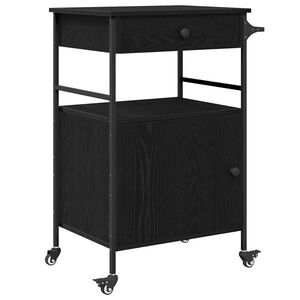 vidaXL Kuchyňsk&yacute; voz&iacute;k Čern&yacute; dub 56 x 43 x 89,5 cm Kompozitn&iacute; dřevo