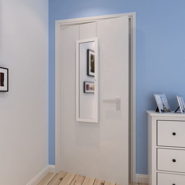 Dřevěn&aacute; n&aacute;stěnn&aacute; skř&iacute;ňka se zrcadlem a 2 h&aacute;čky na dveře