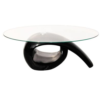 Konferenční stolek se skleněnou deskou a vysokým leskem černý