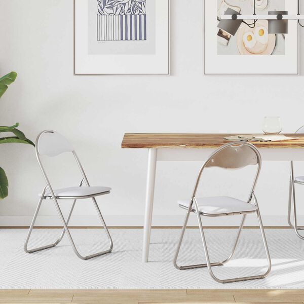 vidaXL Skl&aacute;dac&iacute; židle 2 pcs B&iacute;l&aacute; a &scaron;ed&aacute; 48 x 43,5 x 81 cm Uměl&aacute; kůže