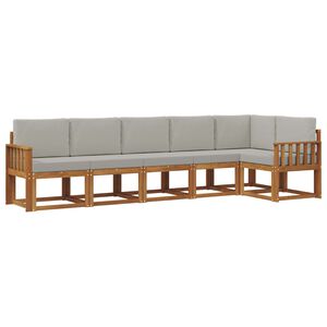 vidaXL Venkovn&iacute; pohovkov&aacute; souprava 6 pcs Př&iacute;rodn&iacute; a světle &scaron;ed&aacute;