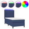 vidaXL Box spring postel s matrac&iacute; a LED modr&aacute; 90x200 cm textil