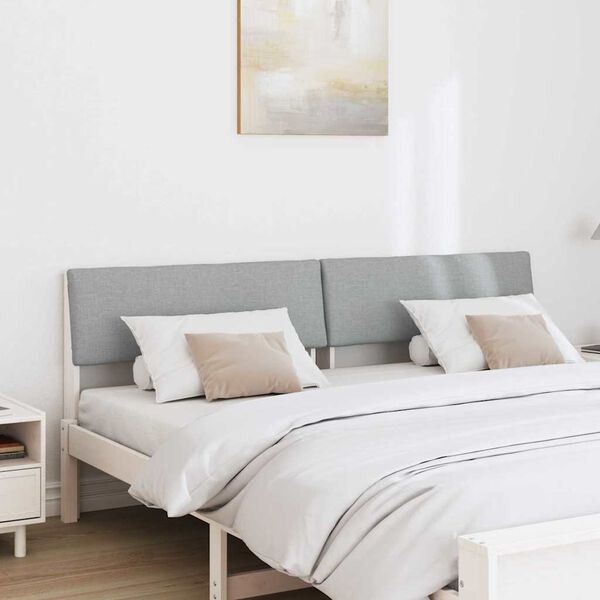 vidaXL Čalouněn&eacute; čelo postele Světle &scaron;ed&aacute; 200 cm Masivn&iacute; borov&eacute; dřevo