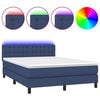 vidaXL Box spring postel s matrac&iacute; a LED modr&aacute; 140x190 cm textil
