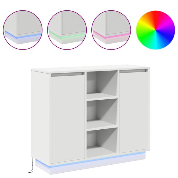 vidaXL LED komoda B&iacute;l&aacute; 90 x 32 x 75 cm kompozitn&iacute; dřevo