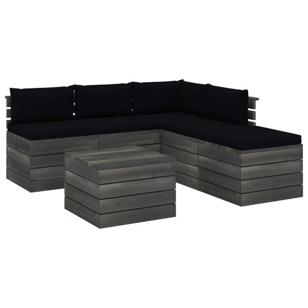 vidaXL 6d&iacute;ln&aacute; zahradn&iacute; sedac&iacute; souprava z palet + podu&scaron;ky borov&eacute; dřevo