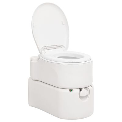 vidaXL Integrovaná kempingová toaleta bílá 24+17 l HDPE a smalt