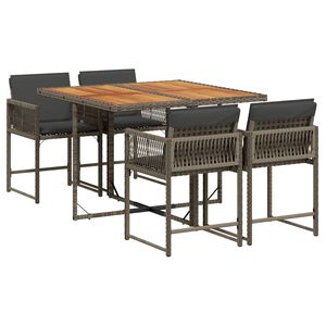 vidaXL 5d&iacute;ln&yacute; zahradn&iacute; j&iacute;deln&iacute; set s podu&scaron;kami &scaron;ed&yacute; polyratan