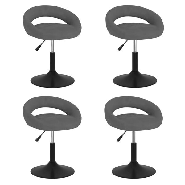 vidaXL Otočn&eacute; j&iacute;deln&iacute; židle 4 ks tmavě &scaron;ed&eacute; samet