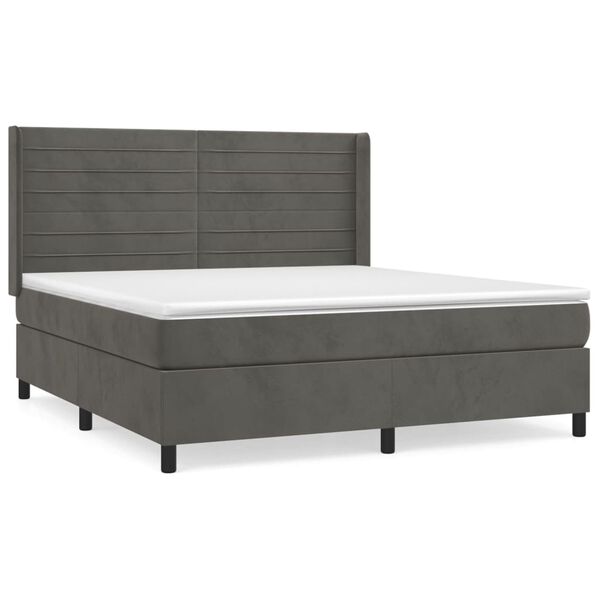 vidaXL Box spring postel s matrac&iacute; tmavě &scaron;ed&aacute; 180x200 cm samet
