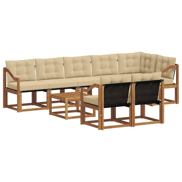 vidaXL Venkovn&iacute; pohovkov&aacute; souprava 9 pcs Přirozen&aacute; a B&eacute;žov&aacute;