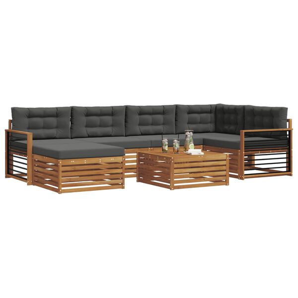 vidaXL Venkovn&iacute; pohovkov&aacute; souprava 7 pcs Přirozen&aacute; a Anthracitov&aacute;