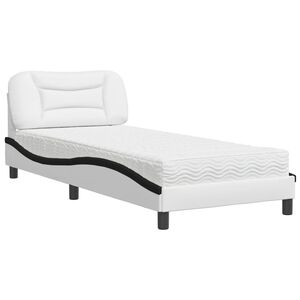 vidaXL Postel s matrac&iacute; Hvar b&iacute;l&aacute; a čern&aacute; 80 x 200 cm uměl&aacute; kůže