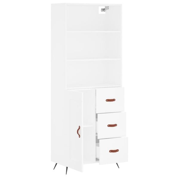 vidaXL Skř&iacute;ň highboard b&iacute;l&aacute; 69,5 x 34 x 180 cm kompozitn&iacute; dřevo