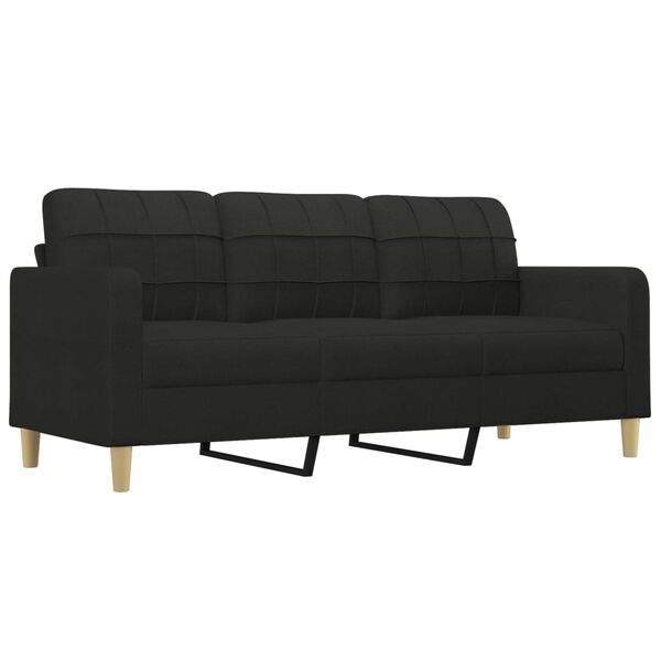 vidaXL 3m&iacute;stn&aacute; pohovka s podnožkou čern&aacute; 180 cm textil