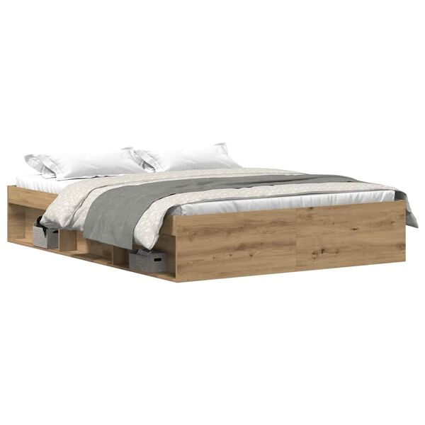 vidaXL R&aacute;m postele bez matrace Řemeslnick&yacute; dub Dřevěn&eacute; konstrukce