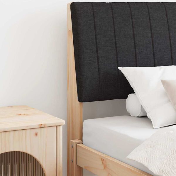 vidaXL Čalouněn&eacute; čelo postele Čern&aacute; 100 cm Masivn&iacute; borov&eacute; dřevo