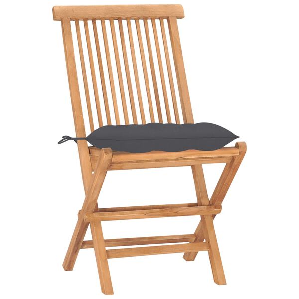 vidaXL 3dílný skládací zahradní jídelní set s poduškou masivní teak