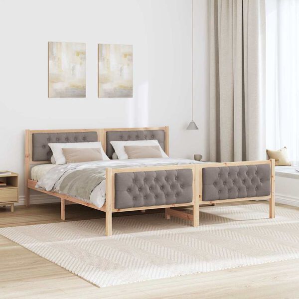 vidaXL R&aacute;m postele s čelo Taupe 180 x 200 cm Masivn&iacute; borov&eacute; dřevo
