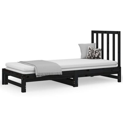 vidaXL Výsuvná postel černá 2x (90 x 200) cm masivní borovice