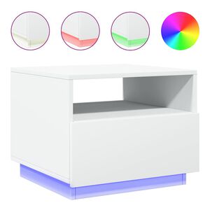 vidaXL Konferenčn&iacute; stolek s LED osvětlen&iacute;m b&iacute;l&yacute; 50 x 49 x 40 cm
