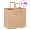 vidaXL Pap&iacute;rov&eacute; ta&scaron;ky 250 ks s uchy hněd&eacute; 26x17x25 cm