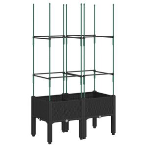 vidaXL Zahradn&iacute; truhl&iacute;k s trel&aacute;ž&iacute; čern&yacute; 80 x 40 x 142,5 cm PP