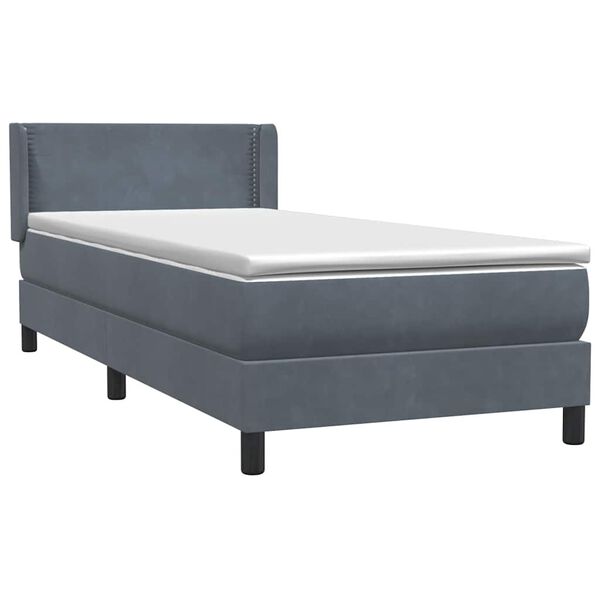 vidaXL Box spring postel s matrac&iacute; tmavě &scaron;ed&aacute; 90x220 cm samet