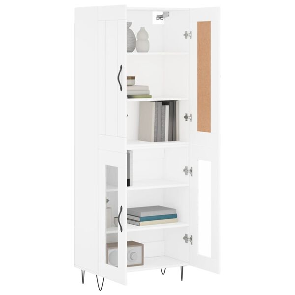 vidaXL Skř&iacute;ň highboard b&iacute;l&aacute; 69,5 x 34 x 180 cm kompozitn&iacute; dřevo