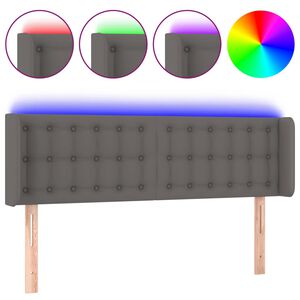 vidaXL Čelo postele s LED &scaron;ed&eacute; 147 x 16 x 78/88 cm uměl&aacute; kůže