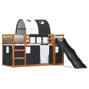 vidaXL Patrov&aacute; postel se skluzavkou a z&aacute;věsy b&iacute;l&aacute; a čern&aacute; 90 x 200 cm