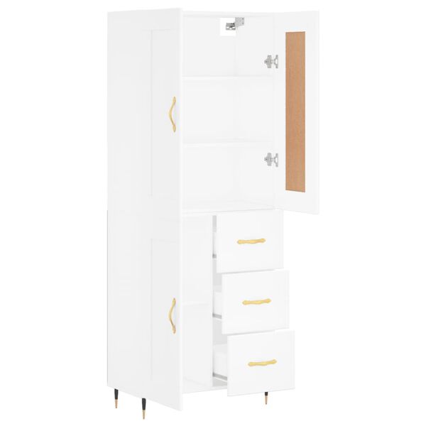vidaXL Skř&iacute;ň highboard b&iacute;l&aacute; 69,5 x 34 x 180 cm kompozitn&iacute; dřevo
