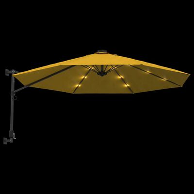 vidaXL Nástěnný slunečník s LED žlutý 290 cm