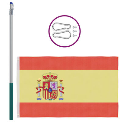 vidaXL Španělská vlajka a stožár hliník 6 m