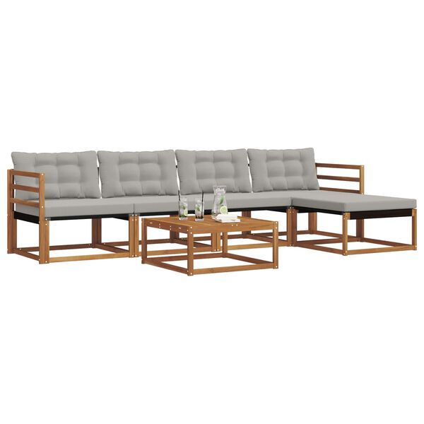 vidaXL Venkovn&iacute; pohovkov&aacute; souprava 6 pcs Př&iacute;rodn&iacute; a světle &scaron;ed&aacute;