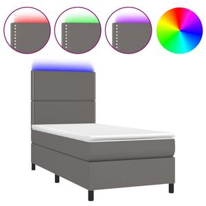vidaXL Box spring postel s matrac&iacute; a LED &scaron;ed&aacute; 90x190 cm uměl&aacute; kůže