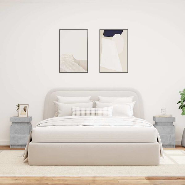 vidaXL Nočn&iacute; stolky s LED osvětlen&iacute;m 2 ks betonově &scaron;ed&eacute; 35x39x55 cm