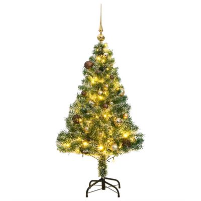 vidaXL Umělý vánoční stromek se 150 LED a sadou koulí zasněžený 120 cm