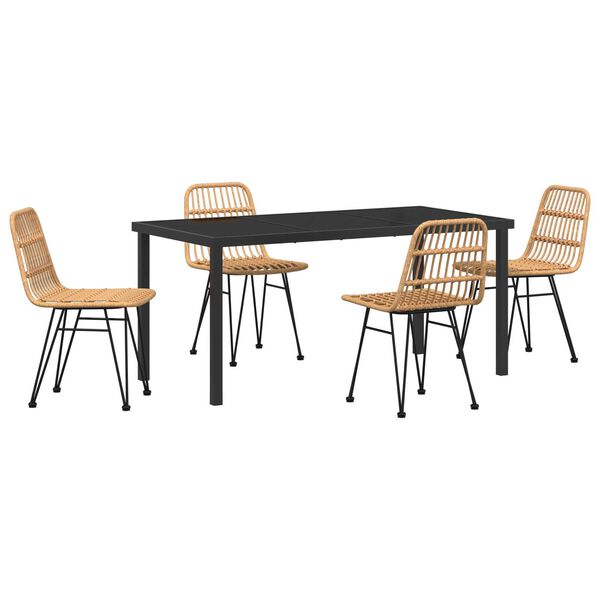 vidaXL Zahradn&iacute; j&iacute;deln&iacute; souprava 5 pcs Hněd&aacute; Pr&aacute;&scaron;kově lakovan&aacute; ocel