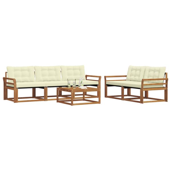 vidaXL Venkovn&iacute; pohovkov&aacute; souprava 6 pcs Přirozen&aacute; a Kr&eacute;mov&aacute;