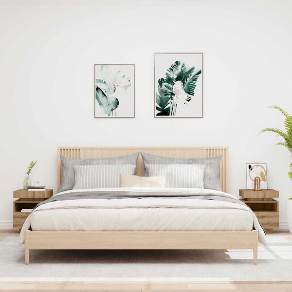 vidaXL Noční stolky s LED osvětlením 2 ks dub artisan 40x39x48,5 cm