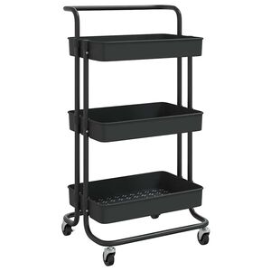 vidaXL Kuchyňsk&yacute; voz&iacute;k se 3 patry čern&yacute; 42x35x85 cm železo a ABS