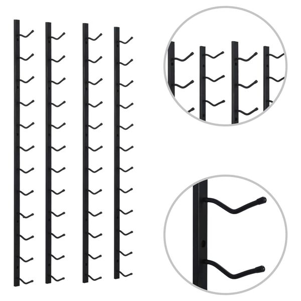 vidaXL N&aacute;stěnn&yacute; stojan na v&iacute;no na 12 lahv&iacute; 2 ks čern&yacute; železn&yacute;