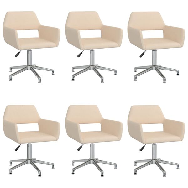 vidaXL Otočn&eacute; j&iacute;deln&iacute; židle 6 ks kr&eacute;mov&eacute; textil