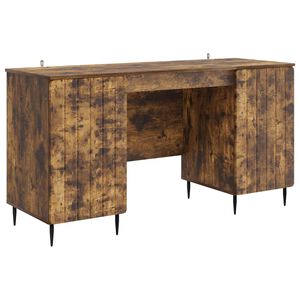 vidaXL Stůl s polic&iacute; Kouřov&yacute; dub 142,5 x 50 x 75 cm Kompozitn&iacute; dřevo