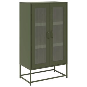 vidaXL Skř&iacute;ň highboard olivově zelen&aacute; 68x39x123 cm ocel