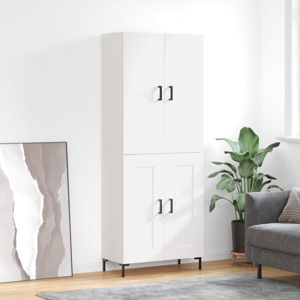 vidaXL Skř&iacute;ň highboard b&iacute;l&aacute; 69,5 x 34 x 180 cm kompozitn&iacute; dřevo