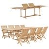 vidaXL 9d&iacute;ln&yacute; zahradn&iacute; j&iacute;deln&iacute; set 180&ndash;280 x 100 x 75 cm masivn&iacute; teak